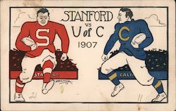 Stanford vs U of C 1907 Football Postcard