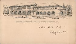 Library and Assembly Hall, Stanford University, Cal. California Postcard Postcard Postcard