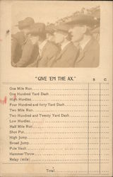 "Give 'Em the Ax." Stanford Football Game Postcard