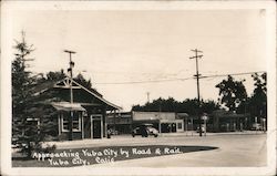 Approaching Yuba City by Road & Rail Postcard