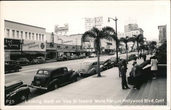 Looking North on Vine St. toward Wold Famous Hollywood Blvd. Los Angeles California