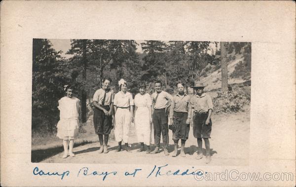 Camp boys at Keddie Three girls and four boys pose for camera California