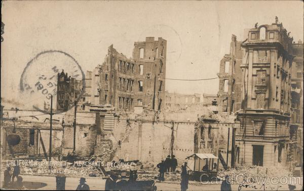 Earthquake Ruins Merchants Exchange California & Kearny Street San Francisco