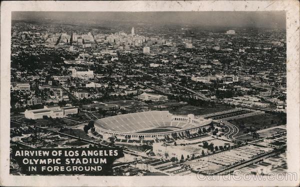 Airview of Los Angeles Olympic Stadium in Foreground California