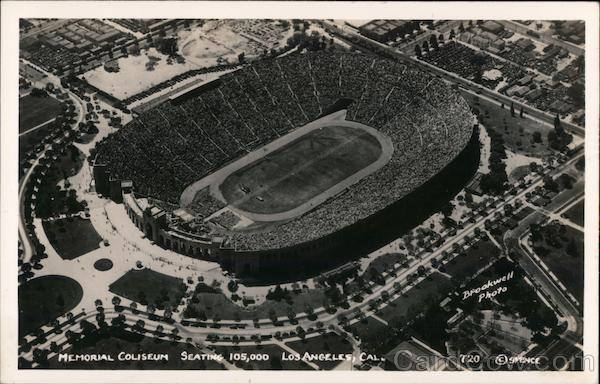 Aerial View of Memorial Coliseum Los Angeles California