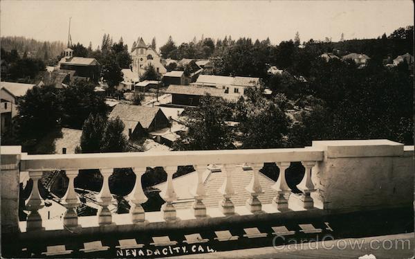 View Showing Methodist Church and Fire Station Nevada City California