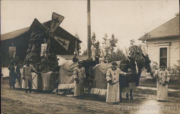 Parade Float with People, Horses - Orange County California