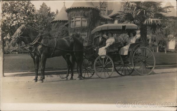 Horse drawn carriage in early American Setting Pasadena California