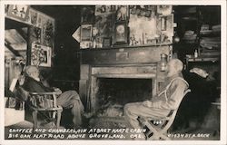 Chaffee and Chamberlain at Bret Harte Cabin Postcard