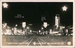 Santa Claus Lane at night Hollywood blvd. California Postcard Postcard Postcard