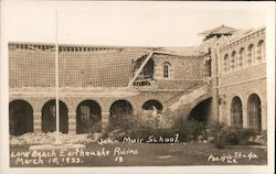 John Muir School after Earthquake in 1933 Postcard