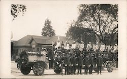 Fire Department Float, Floral Parade Postcard