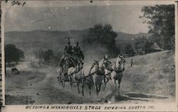 Redding & Weaverville Stage Entering Shasta Postcard