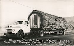 Famous "One Log" House Blazing its Way Through the Redwood Empire on Tour of U.S.A. Postcard