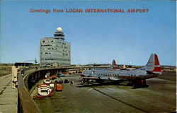 Greetings From Logan International Airport Boston, MA Postcard Postcard