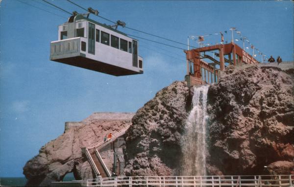 Sky Tram entering terminal at Point Lobos San Francisco California