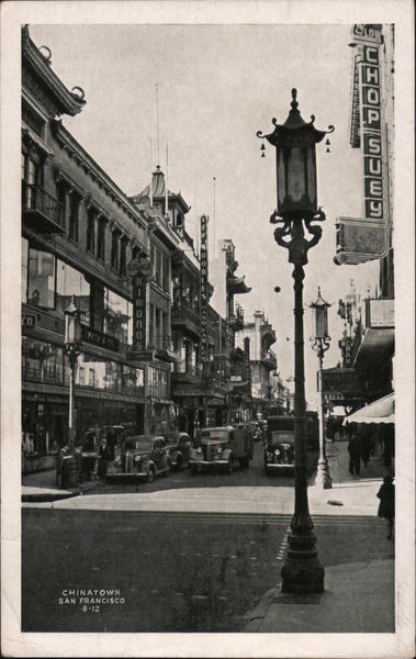 China Town street picture showing cars and business traffic San Francisco California