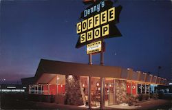 Denny's Coffee Shop - We Never Close! Postcard