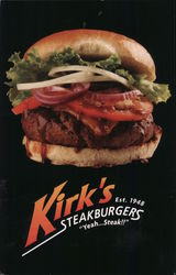 Kirk's Steakburgers "Yeah...Steak!!" est. 1948 Postcard