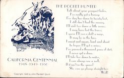 California Centennial 1948-1949-1950 Copywright 1948 by John Marshall Quirk - "The Pocket Hunter" Postcard
