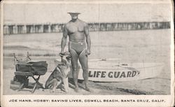 Joe Hans, Hobby: Saving lives, Cowell Beach, Santa Cruz, Calif. Postcard