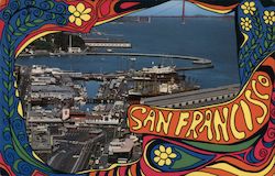 Fisherman's Wharf - Psychedelic Hippie Style Postcard