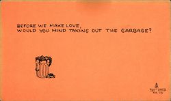 Before we make love, would you mind taking out the garbage? ASH Pot-Shots No. 10 Comic, Funny Postcard Postcard Postcard