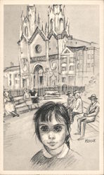Washington Square - Big Eye Girl - Keane San Francisco, CA Modern Postcard Postcard Postcard