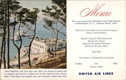 United Air Lines menu Postcard