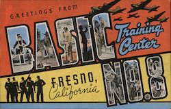 Greetings From Basic Training Center No. 8 Fresno, CA Postcard Postcard Postcard