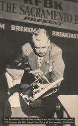 Tom Breneman with all-time oldest Breakfast in Hollywood guest Postcard