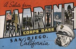 A Salute from Marine Corps Base San Diego Postcard