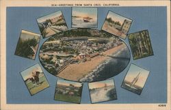 Greetings From Santa Cruz, California Postcard Postcard Postcard