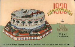1939 Golden Gate Expo SF World's Fair Bill Baker Cake Linen Postcard