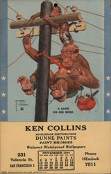 Electric Linemen, Chimpanzees - Ken Collins Paint Store Postcard
