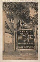 Monument in Memory of Peter Lebec, Fort Tejon Postcard