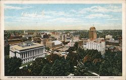View of the business section from State Capitol Tower. Sacramento California Postcard Postcard Postcard