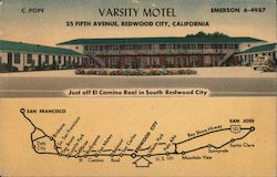 Varsity Motel 25 Fifth Avenue, Redwood City, California Postcard