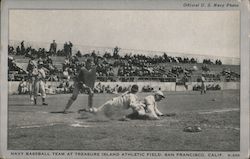 Navy Baseball Team at Treasure Island and Athletic Field Postcard