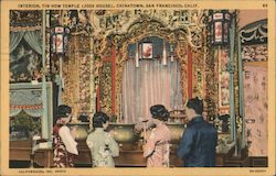 Interior, Tin How Temple (Joss House), Chinatown, San Francisco, Calkf Postcard