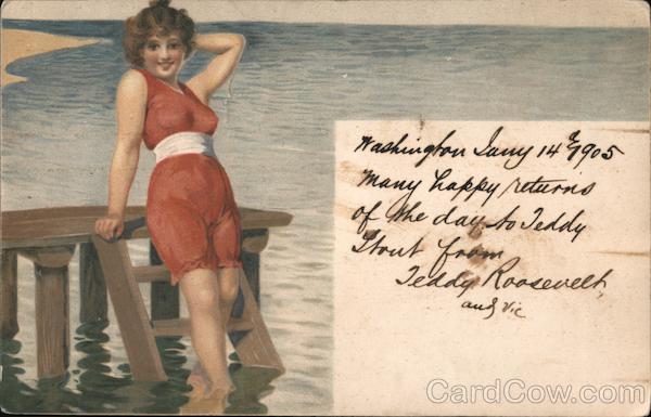 Bathing Beauty Autographed Teddy Roosevelt Theodore Roosevelt