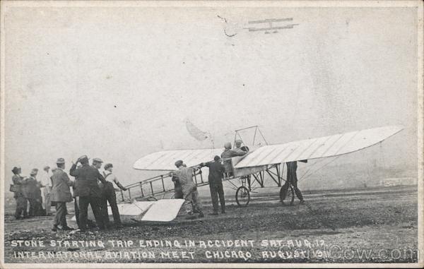 Stone Starting Trip Ending in Accident Sat. Aug. 12, International Aviation Meet, Chicago, August 1911