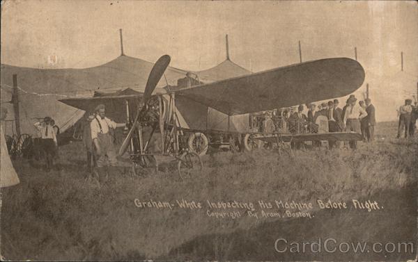 Graham-White Inspecting his Machine Before Flight Aviators