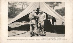 Cuninghame Showing Col. Roosevelt the bullet with which the big hippo was shot. Postcard