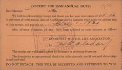 Receipt For Semi Annual Dues Postcard