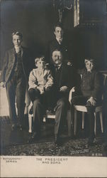 The President and Sons/Photo of Roosevelt and 4 sons Postcard