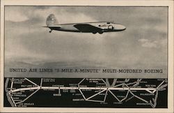 United Air Lines "3-Mile-A-Minute" Multi-Motored Boeing Postcard