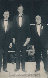 Mayor Walker, Col. Chas. A. Lindbergh and Ed. J. Kenny One of Fight Officials Postcard