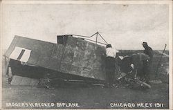 Badger's Wrecked Biplane - Chicago Meet 1911 Illinois Postcard Postcard Postcard