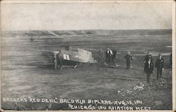 Badgers "Red Devil" Baldwin Biplane - Chicago 1911 Aviation Meet Aircraft Postcard Postcard Postcard